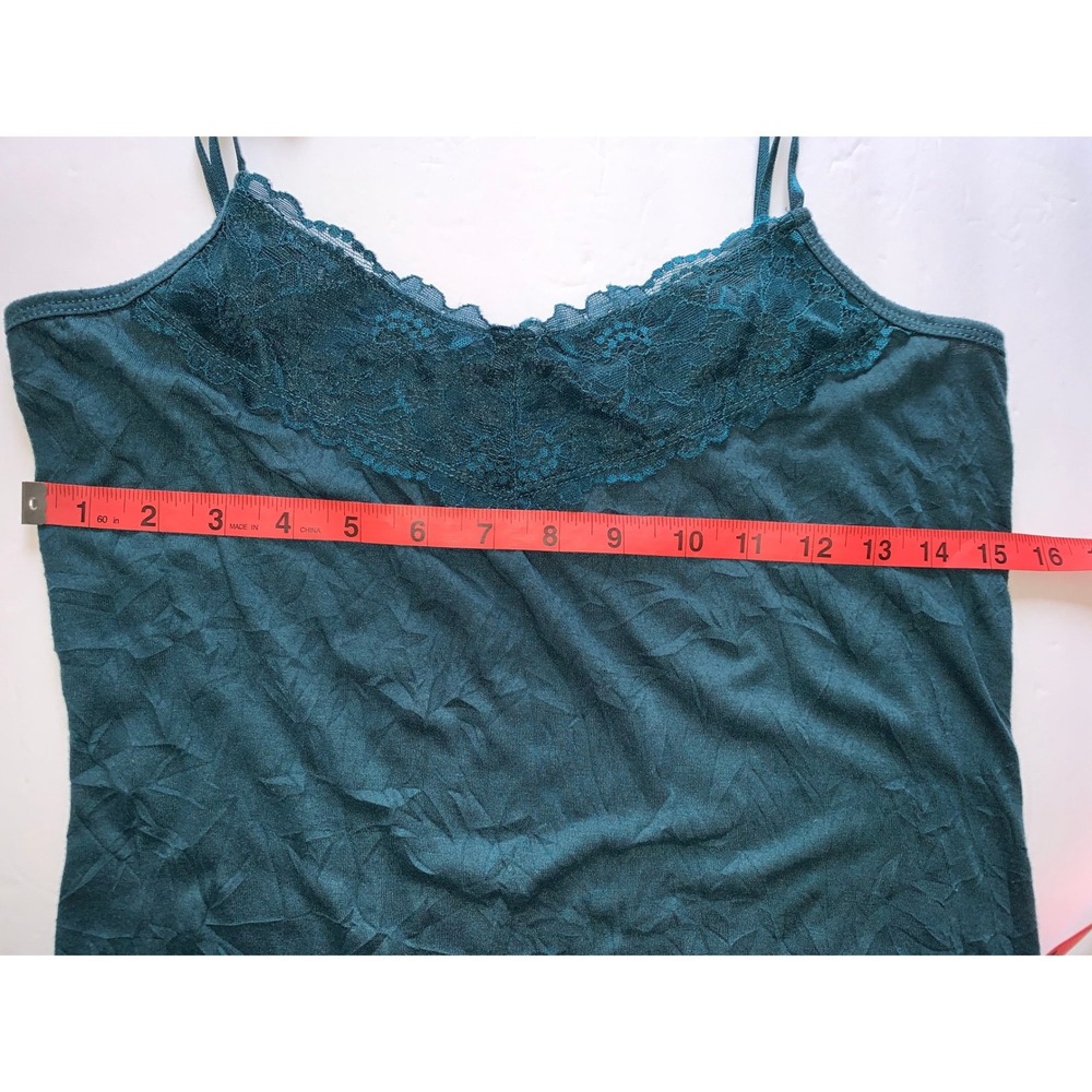 Maurices Camisole Teal Lace Trim Spaghetti Strap Tank Top Women's Medium - Picture 9 of 10